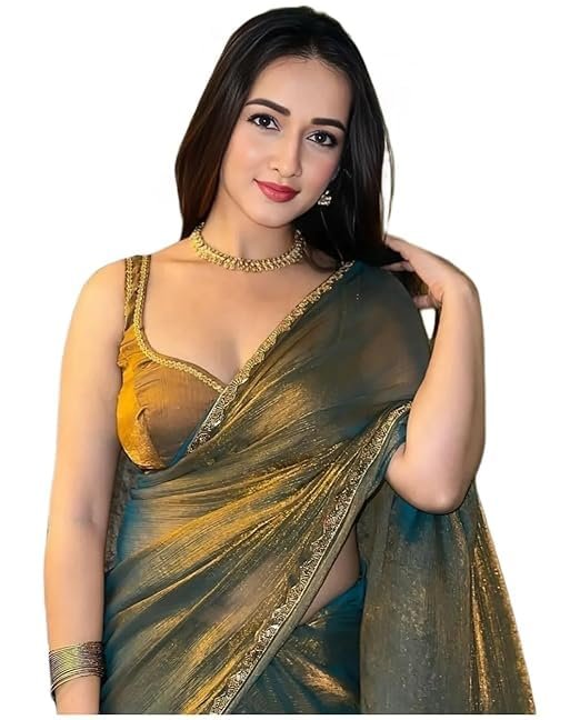 Brand: MARGI DESIGNERS MARGI DESIGNERS Womens New Bollywood Party Fancy Soft Tissue Silk Embelished Lace Work Saree With Blouse | Saree For Womens