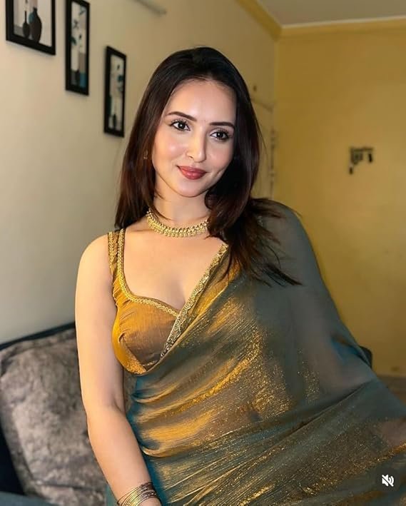 Brand: MARGI DESIGNERS MARGI DESIGNERS Womens New Bollywood Party Fancy Soft Tissue Silk Embelished Lace Work Saree With Blouse | Saree For Womens - Image 5