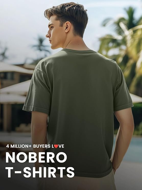 NOBERO Men's Letter Print Regular Fit T-Shirt - Image 3