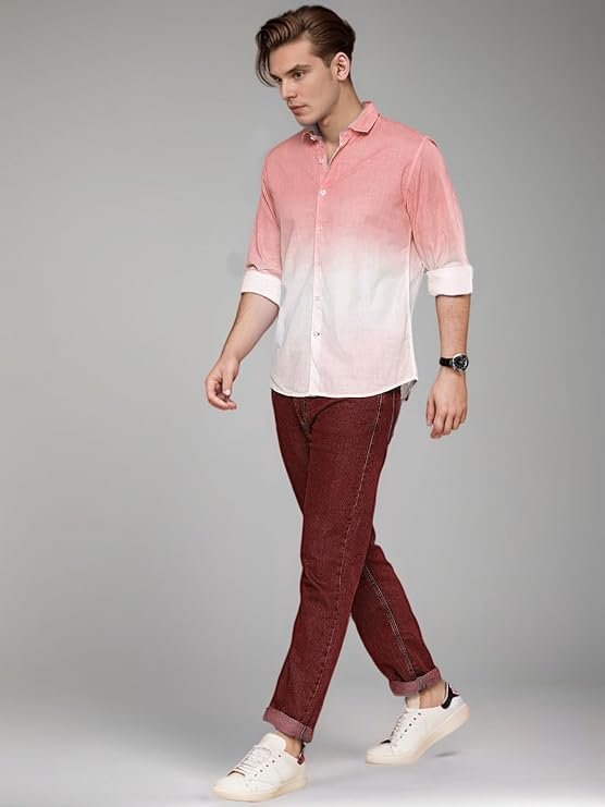 IndoPrimo Men's Cotton Casual Solid Shirt for Men Full Sleeves