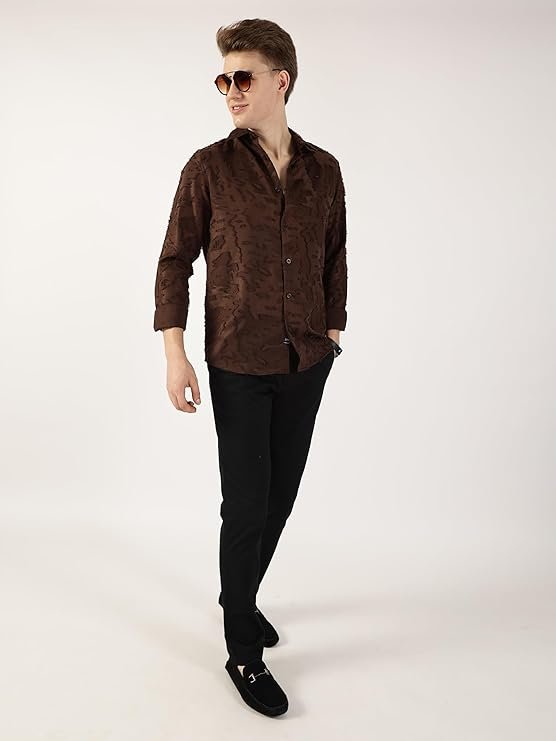 Thomas Scott Men's | Solid | Textured Fabric | Full Sleeve | Slim Fit | Polyester-Blend | Cutaway | Casual Shirt - Image 3