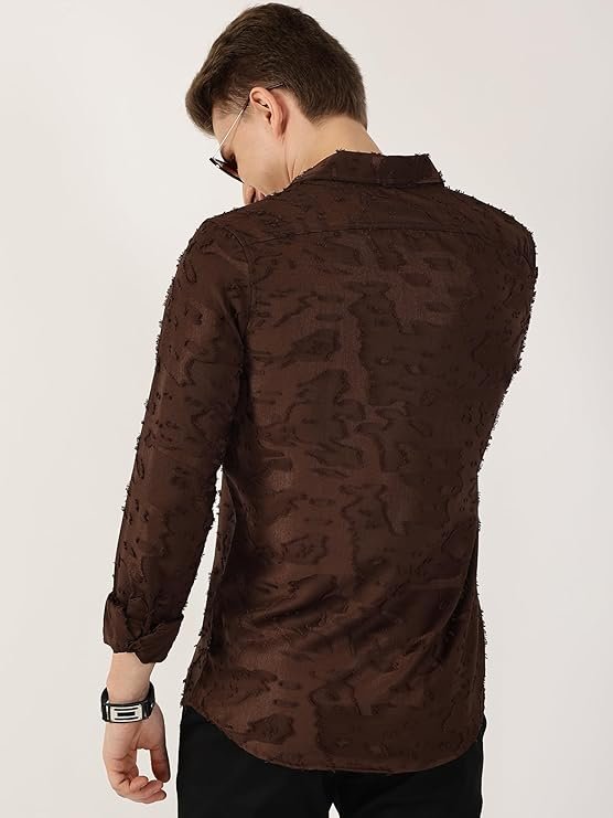 Thomas Scott Men's | Solid | Textured Fabric | Full Sleeve | Slim Fit | Polyester-Blend | Cutaway | Casual Shirt - Image 4