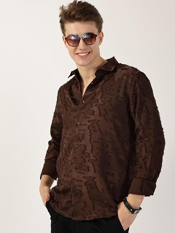 Thomas Scott Men's | Solid | Textured Fabric | Full Sleeve | Slim Fit | Polyester-Blend | Cutaway | Casual Shirt - Image 2