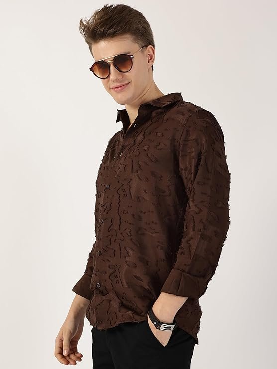 Thomas Scott Men's | Solid | Textured Fabric | Full Sleeve | Slim Fit | Polyester-Blend | Cutaway | Casual Shirt - Image 5