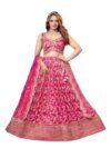 ADHIA Women's Embroidered Lehenga Choli with Dupatta | Silk Blend Wedding Lehenga Set | Traditional Indian Dress (Lehenga, Dupatta, Blouse, Queen pink, Size - L)