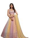 Jihu Culture Women'S Georgette Multi Lehenga Choli Embroidered Chnaiya Choli | Finish Type: Semi-Stitched | Size: Semi Sttiched