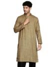 Sanwara Dapper & Dazzling Men's Printed Brown Sequins Touch Up Cotton Kurta (42)