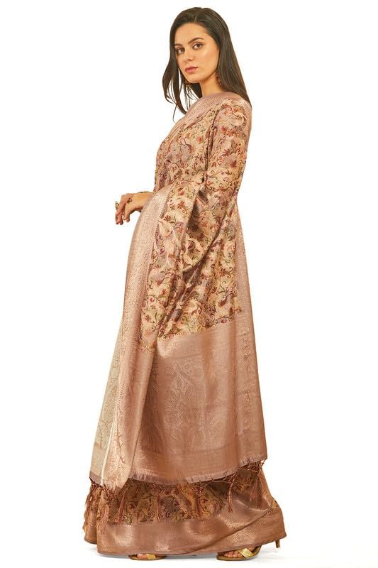 Soch Womens Lavender Chanderi Ethnic Print Jacquard Weave Saree - Image 6