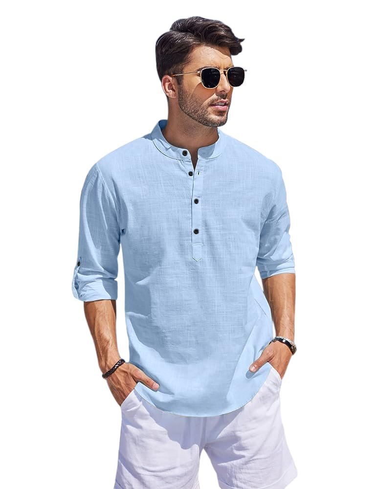 Bellstone Men's Cotton Blend Solid Regular Fit Kurta (KURTA1500_Single_Sky Blue_Medium - Image 5