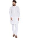 Vastraa Fusion Men's Cotton Solid Kurta Pajama Set (VS1111-46_White_XXX-Large)