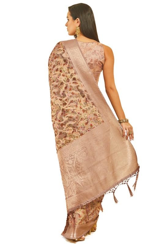 Soch Womens Lavender Chanderi Ethnic Print Jacquard Weave Saree - Image 5