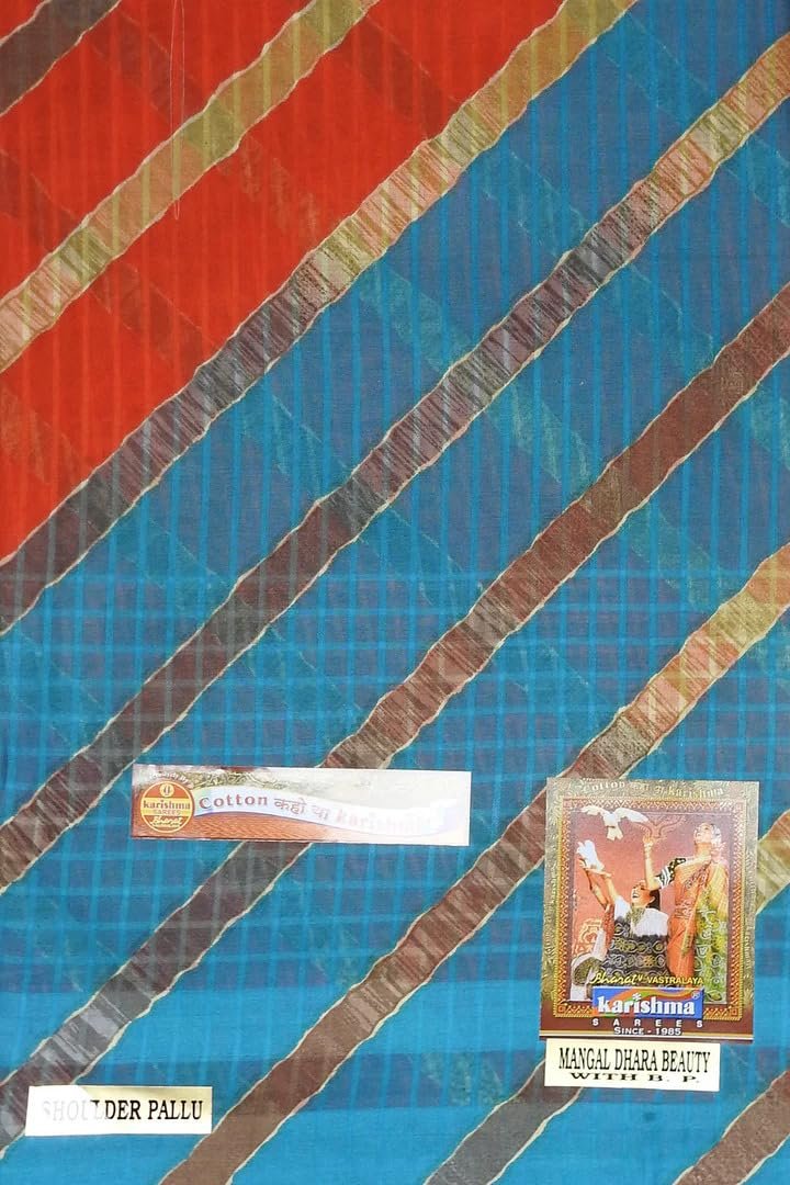 Karishma Sarees Women's Traditional Multicolour Leheriya Design Pattern Printed Pure Cotton Saree (Navy) - Image 3