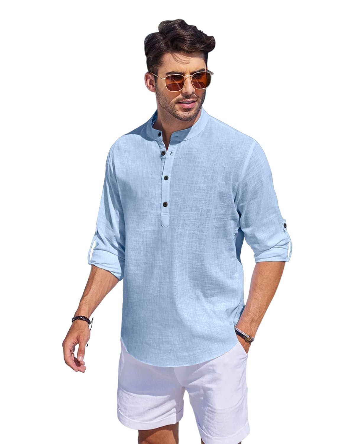 Bellstone Men's Cotton Blend Solid Regular Fit Kurta (KURTA1500_Single_Sky Blue_Medium - Image 6