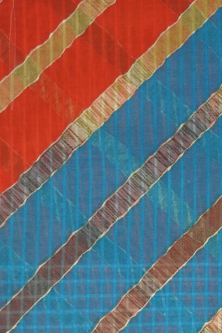 Karishma Sarees Women's Traditional Multicolour Leheriya Design Pattern Printed Pure Cotton Saree (Navy) - Image 4