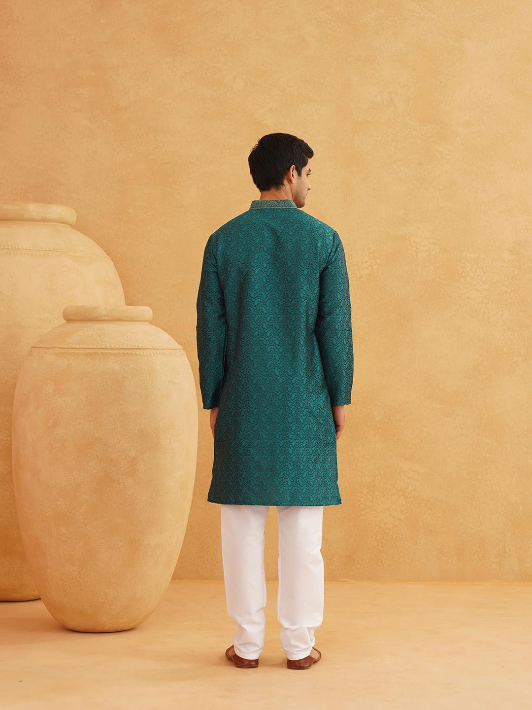 SOJANYA (Since 1958 Men's Jacquard Silk Kurta & Churidaar Pyjama - Image 7