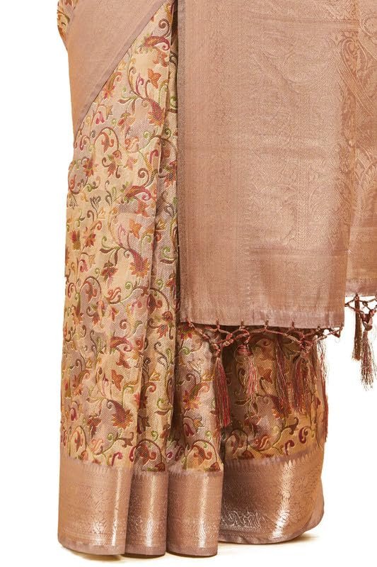 Soch Womens Lavender Chanderi Ethnic Print Jacquard Weave Saree - Image 2