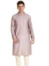 Sanwara Striped Multi Color Straight Cut Cotton Kurta for Men