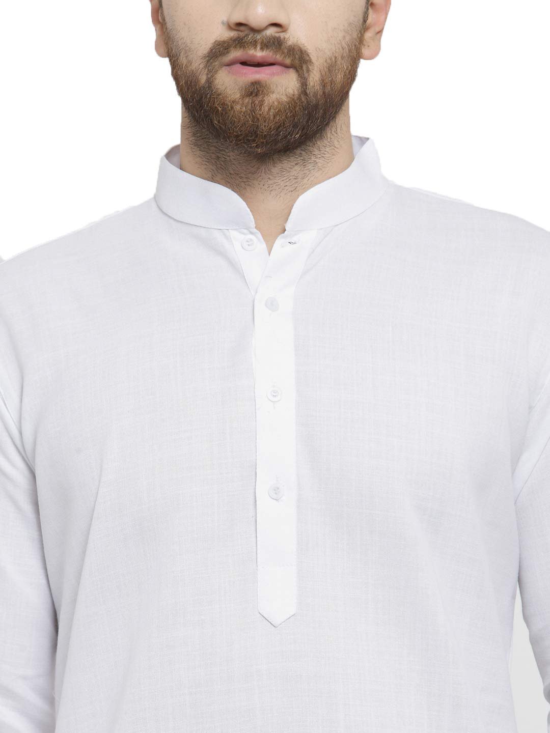 Vastraa Fusion Men's Cotton Solid Kurta Pajama Set (VS1111-46_White_XXX-Large) - Image 3