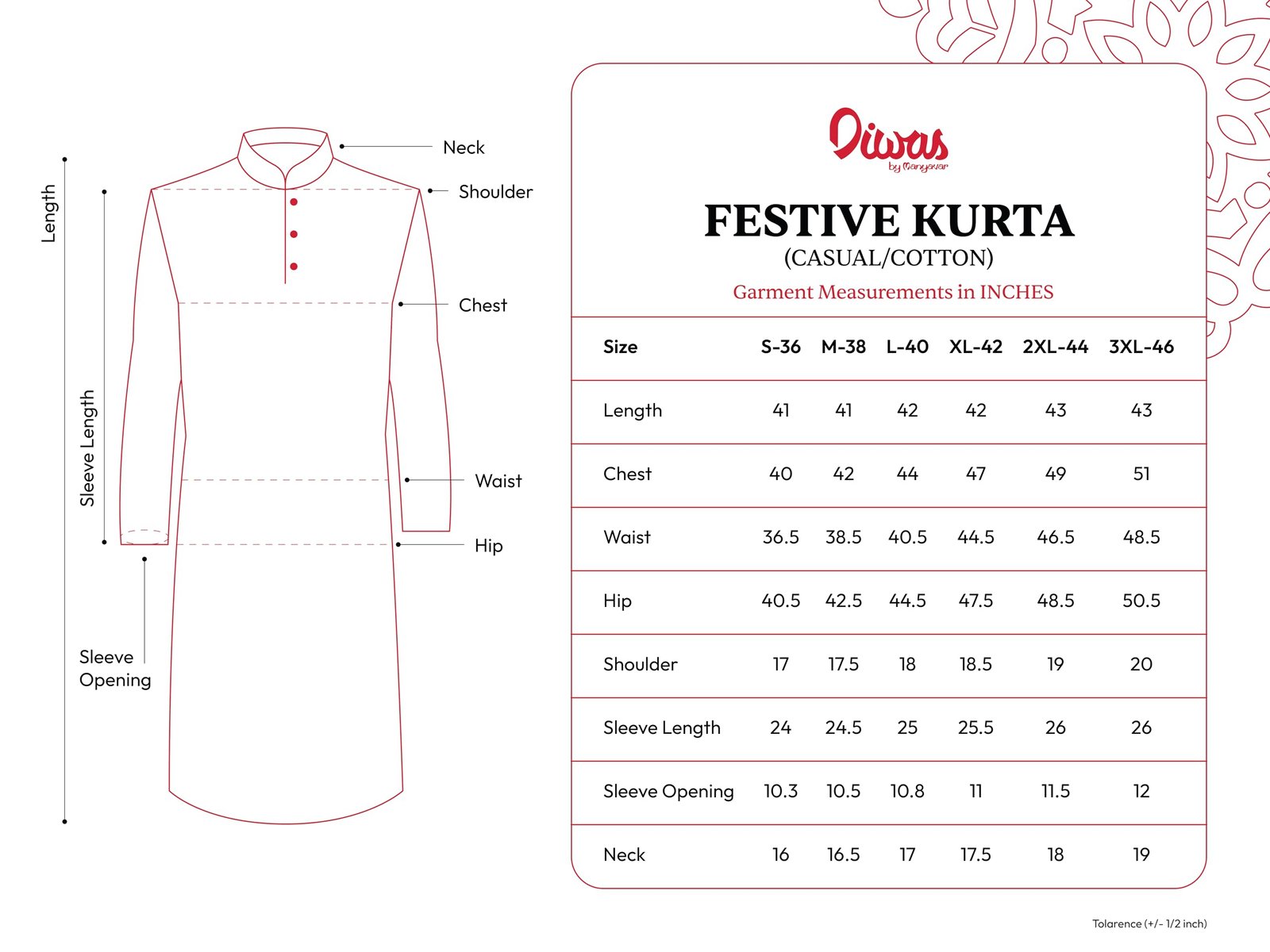 DIWAS BY MANYAVAR Men's Brocade | Jacquard Weave Kurta (Cream,XXXL) - Image 2