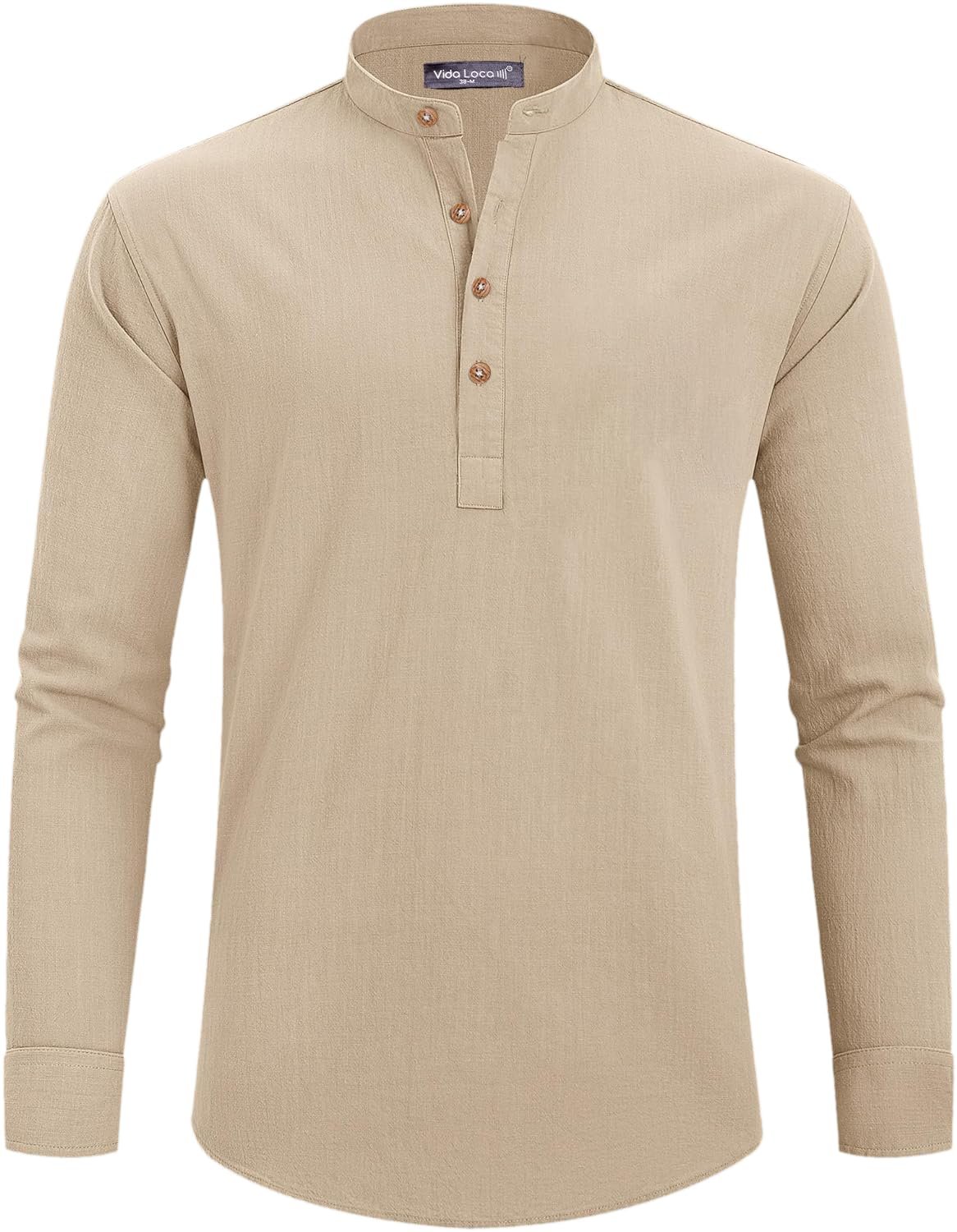 Vida Loca Beige Color Men Solid Cotton Blend Straight Kurta Shirt, Regular Fit - Image 4