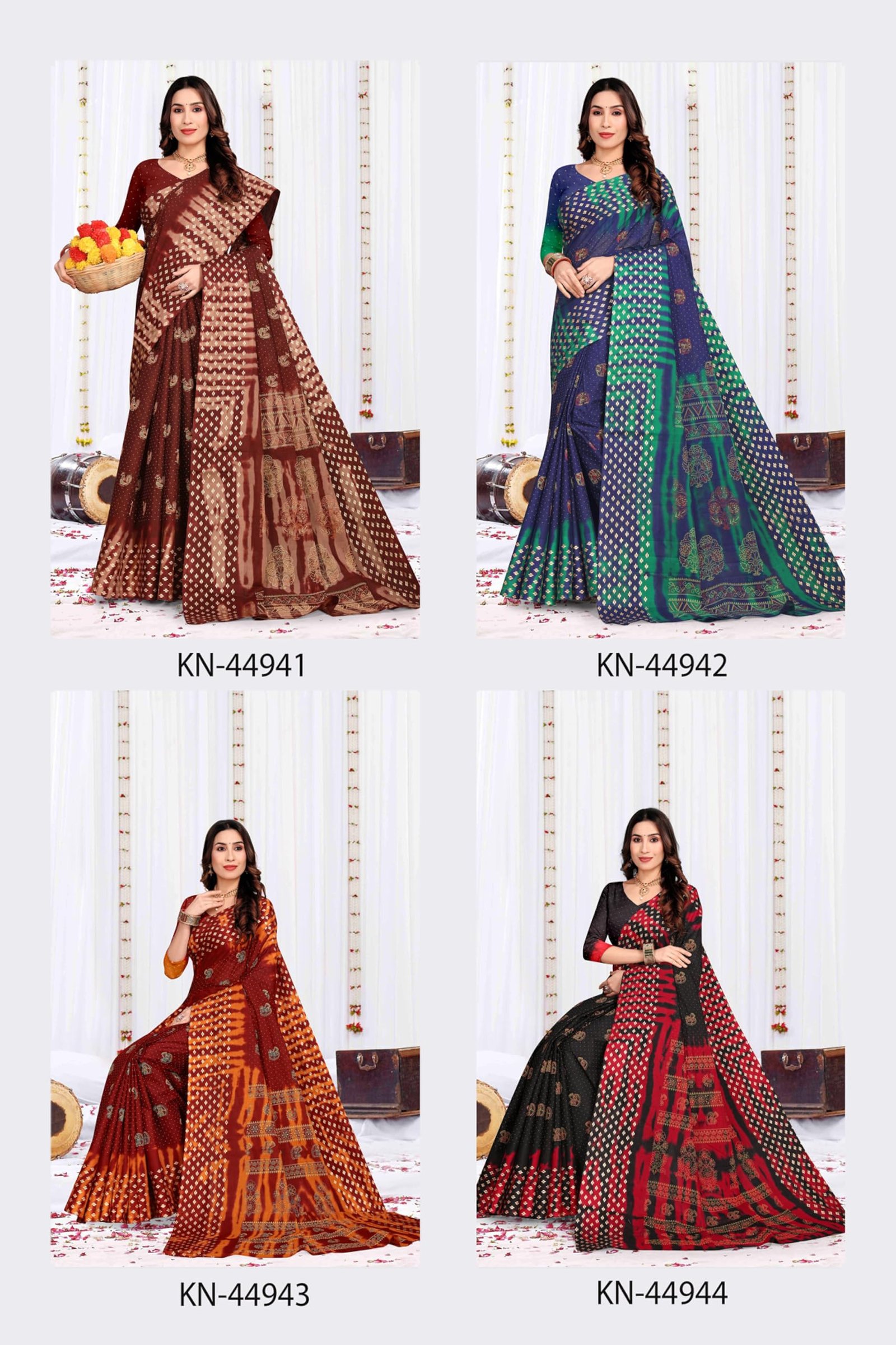 Karishma Sarees Butti Motif Design Gold Printed Festive Cotton Saree (Pink) - Image 2