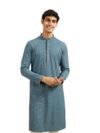 DIWAS BY MANYAVAR Men's Viscose Embroidery|Sequin Work Kurta (Greyish Blue,S)