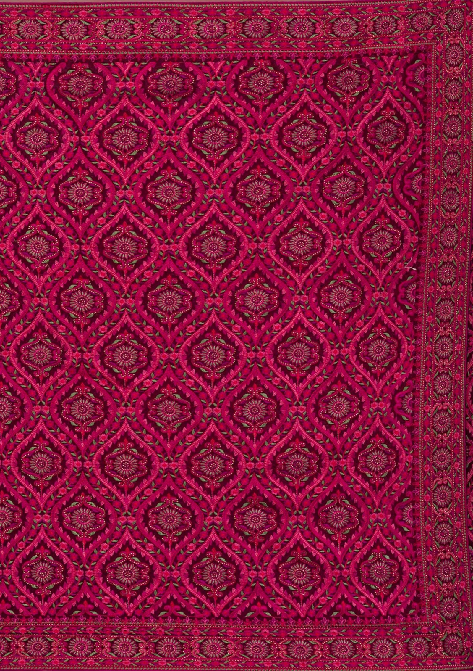 TRENDMALLS Women's Vichitra Silk Embroidery, Siroski Work Saree with Unstitch Blouse Piece (K1088-Pink) - Image 2