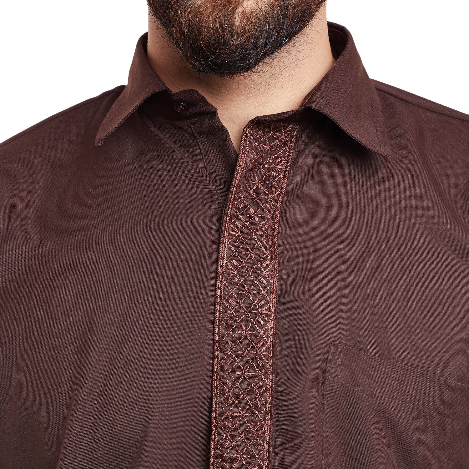 SOJANYA (Since 1958 Men's Chocolate Brown Cotton Blend Pathani Kurta Salwar - Image 3